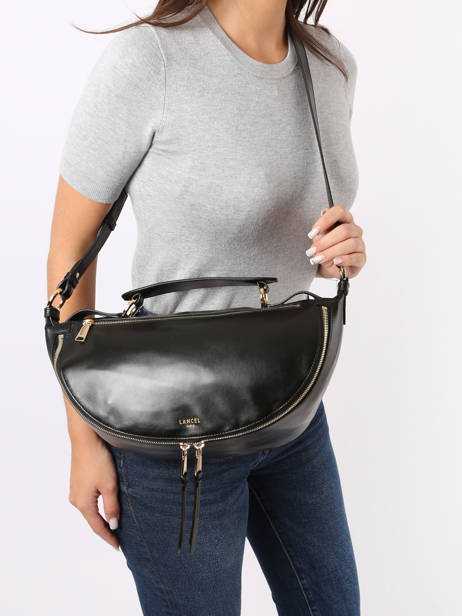 Medium Leather Origami Crossbody Bag Lancel Black origami A12528 other view 1