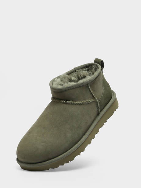 Boots Classic Ultra Mini En Cuir Ugg Vert women 1116109 vue secondaire 1