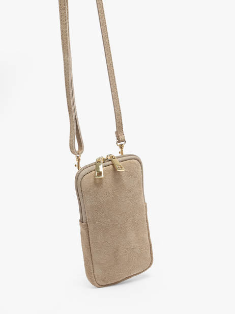 Leather Velvet Phone Bag Milano Beige velvet 936024 other view 2