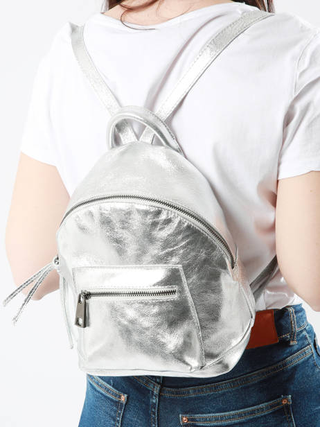 Leather Nine Backpack Milano Silver nine NI23066 other view 1
