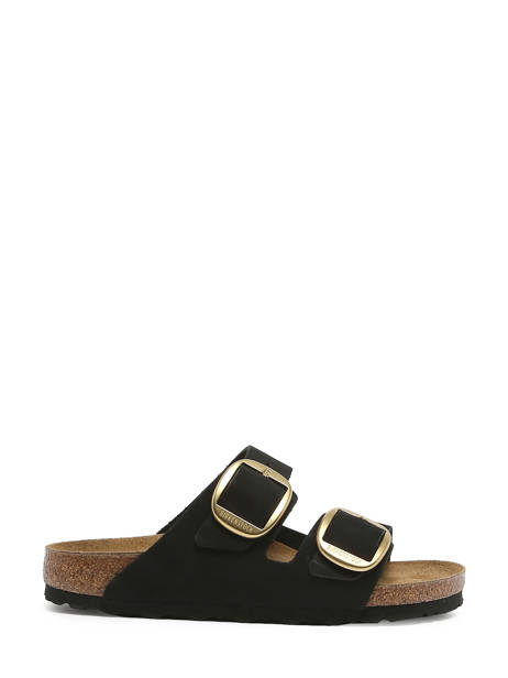 Slippers Arizona Big Buckle In Leather Birkenstock Black women 1023290