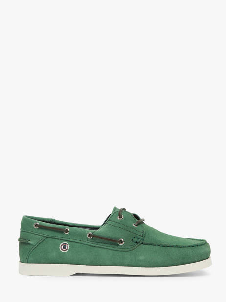 Chaussures Bateau En Cuir Serge blanco Vert men CHA2108A