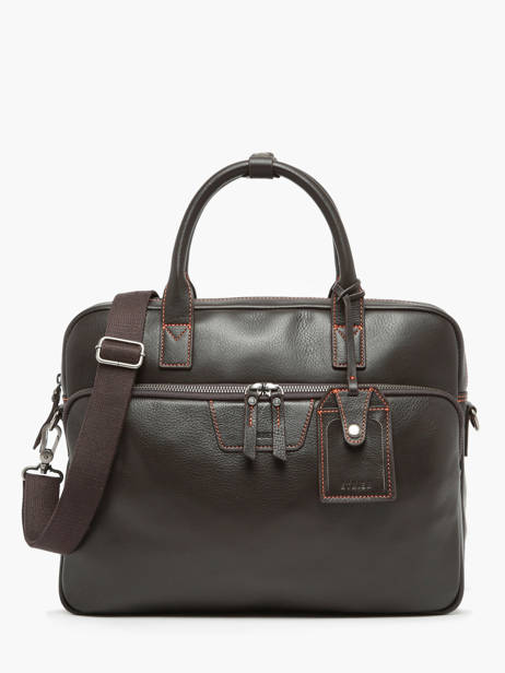 Business Bag Foulonné Leather Etrier Brown foulonne EFOU8151