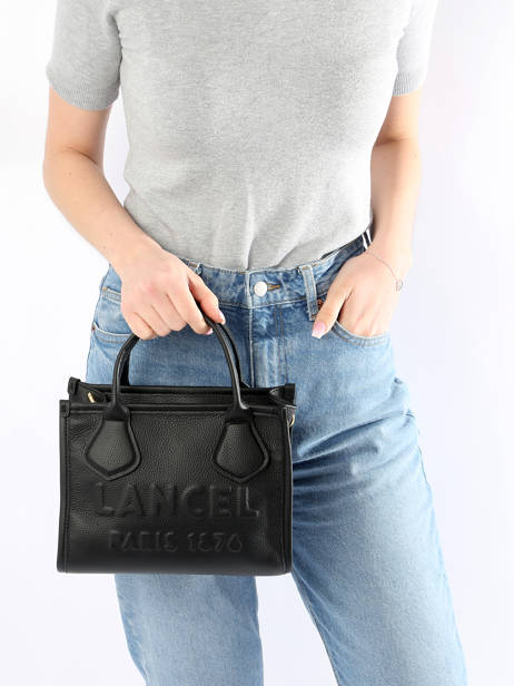 Small Leather Jour Tote Bag Lancel Black jour A12995 other view 1