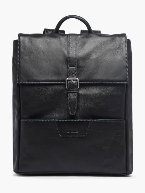 2-compartment Foulonné Backpack Leather Etrier Black foulonne EFOU8092