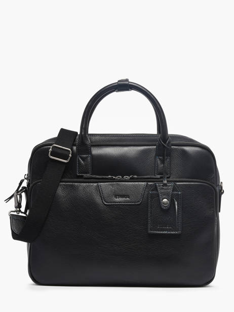 2-compartment Business Bag Foulonné Leather Etrier Black foulonne EFOU8152