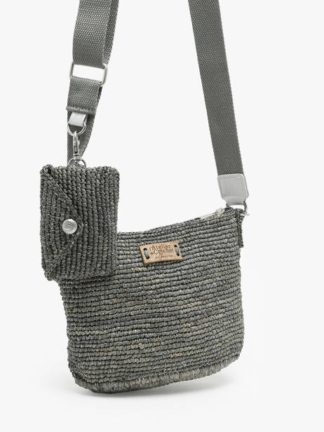 Shoulder Bag L'atelier Du Crochet Raphia Le voyage en panier Gray l'atelier du crochet AM771 other view 2