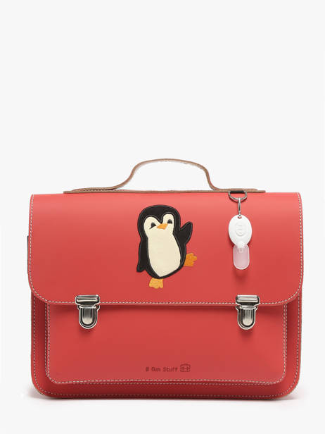 Leather Penguin Satchel Own stuff Red preschool 14PING