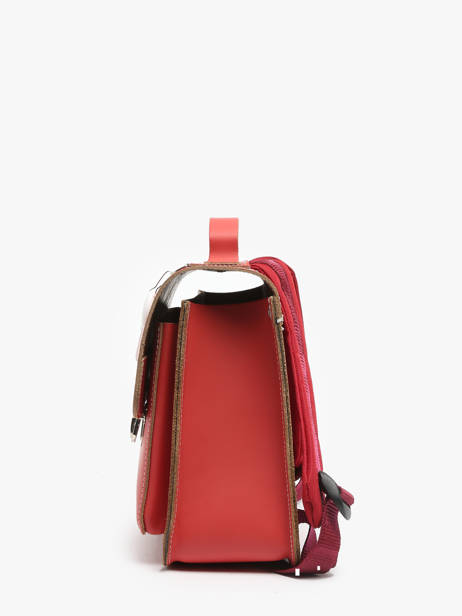 Leather Penguin Satchel Own stuff Red preschool 14PING other view 2