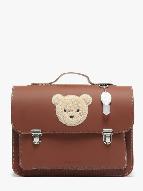 Leather Teddy Satchel Own stuff Brown preschool 14TEDDY