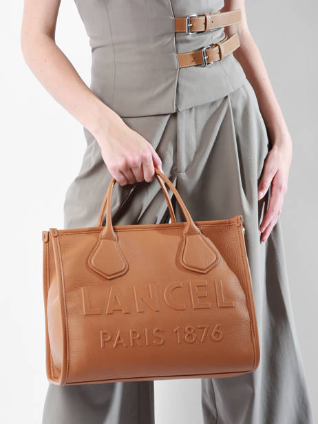 Cabas Zippé M Jour Cuir Lancel Marron jour A12996 vue secondaire 1