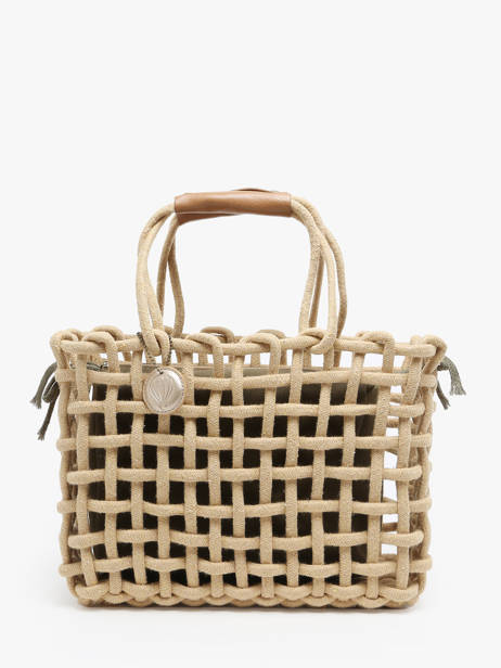 Sac Porté Main Crochet Coton Le voyage en panier Beige crochet PM770