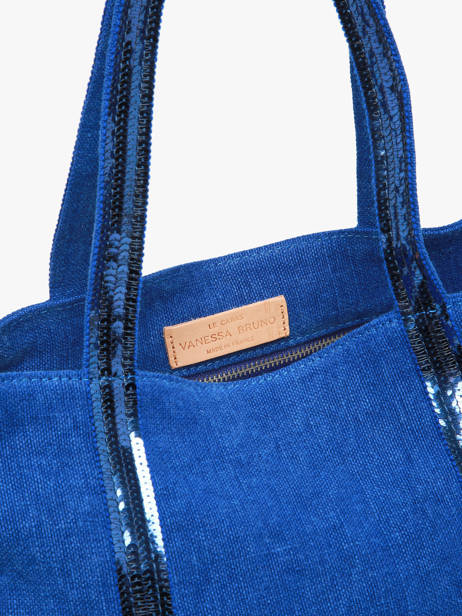 Large Le Cabas Tote Bag Linnen Sequins Vanessa bruno Blue cabas lin 31V40315 other view 2