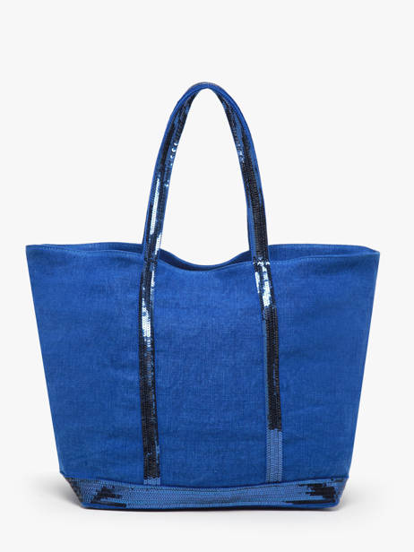 Large Le Cabas Tote Bag Linnen Sequins Vanessa bruno Blue cabas lin 31V40315 other view 4