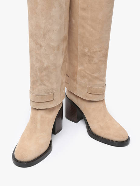 Heeled Boots In Leather Alpe Beige women 52841122 other view 3