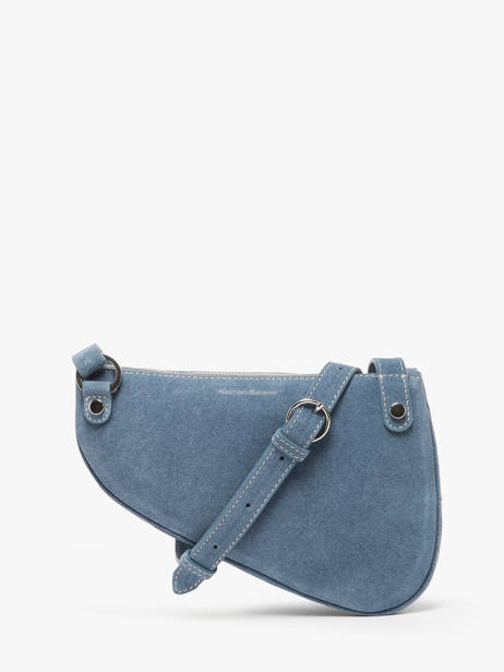 Sac Bandoulière City Perle Denim Cuir Nathan baume Bleu denim 1000D vue secondaire 3