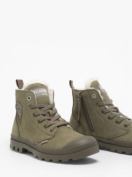 Bottines Pampa Hi Zip En Cuir Palladium Vert women 95982212 vue secondaire 1