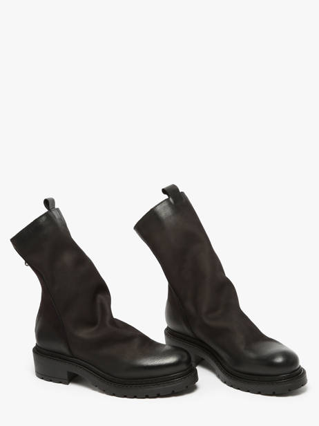 Bottines Biker En Cuir Metisse Noir women Bottines en nubuck. vue secondaire 3