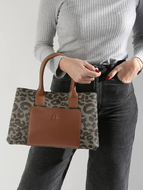 Shoulder Bag Leopard Lulu castagnette Brown leopard TOURRIER other view 1