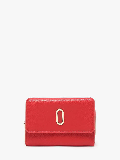 Coin Purse With Card Holder Miniprix Red grained 78SM2641