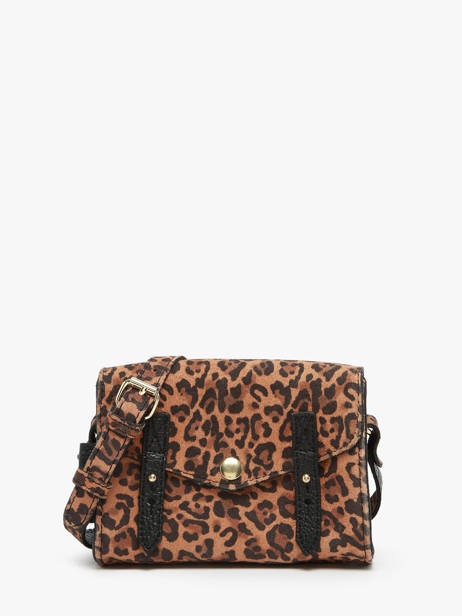 Leather Crossbody Bag Mini Leopard Paul marius Brown leopard MINILEO