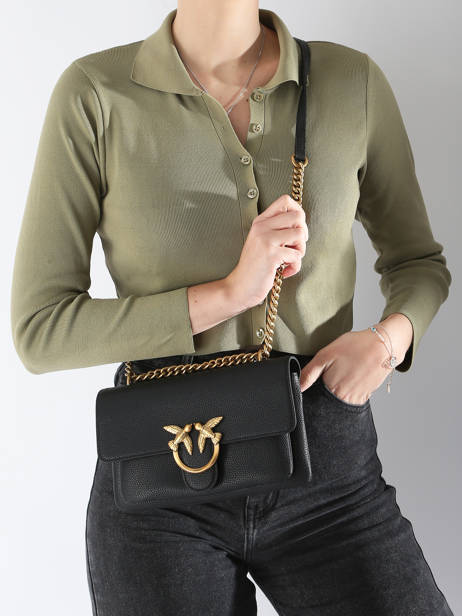 Sac Bandoulière Love Bag Soft Cuir Pinko Noir love bag soft 4528A29Q vue secondaire 1