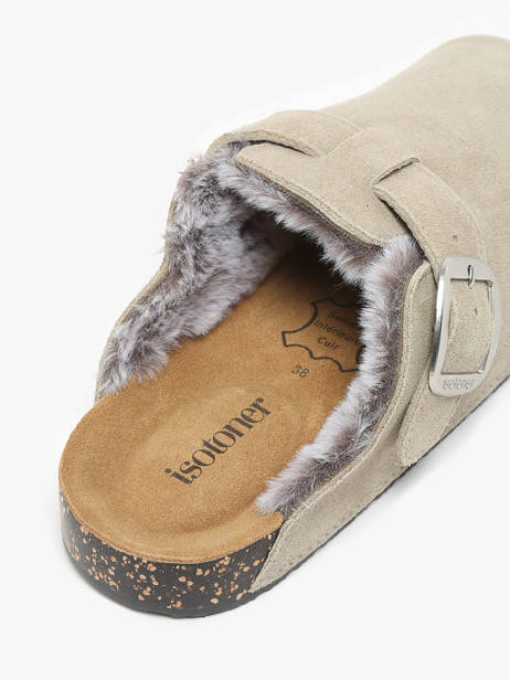 Chaussons En Cuir Isotoner Gris women 94998 vue secondaire 2