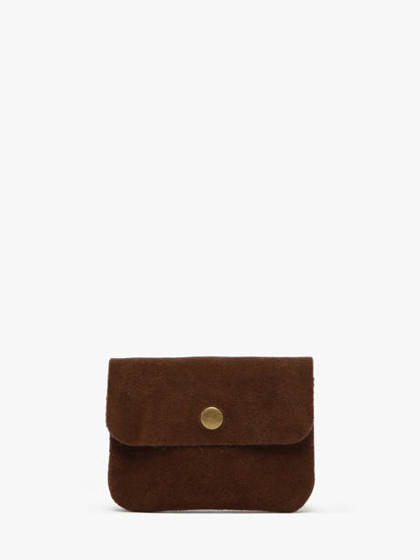 Coin Purse Leather Milano Brown velvet VE23091