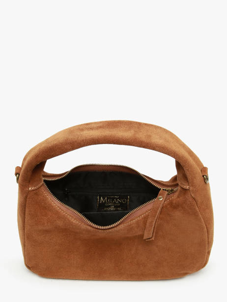Handbag Velvet Leather Milano Brown velvet VE24114 other view 3