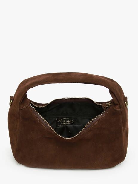 Handbag Velvet Leather Milano Brown velvet VE24114 other view 3