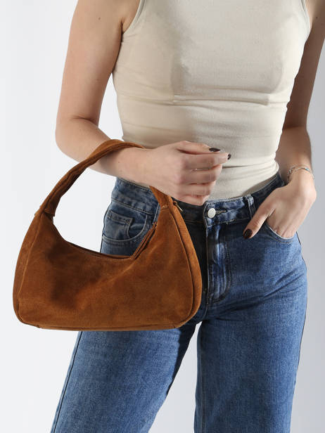 Handbag Velvet Leather Milano Brown velvet VE24114 other view 1
