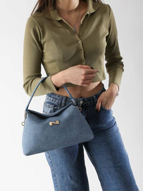 Sac Porté épaule Denim Nathan baume Bleu denim 4D vue secondaire 1