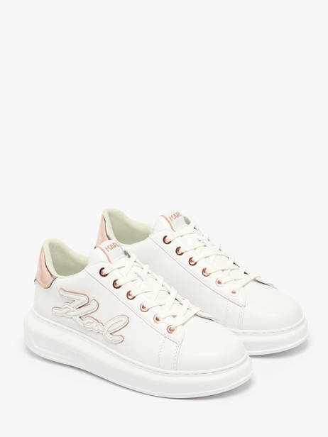 Sneakers Kapri Signiature Embossed En Cuir Karl lagerfeld Blanc women KL62511A vue secondaire 1