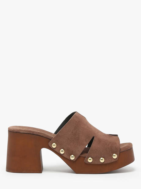 Mules à Talon Carbuccia En Cuir Coco abricot Marron accessoires V3110B