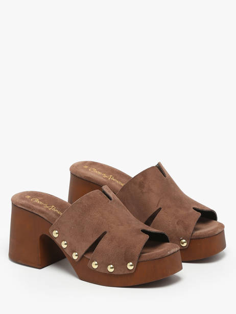 Mules à Talon Carbuccia En Cuir Coco abricot Marron accessoires V3110B vue secondaire 1