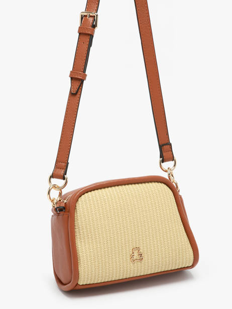 Sac Bandoulière Raphia Papier Lulu castagnette Marron raphia YAUCOURT vue secondaire 2