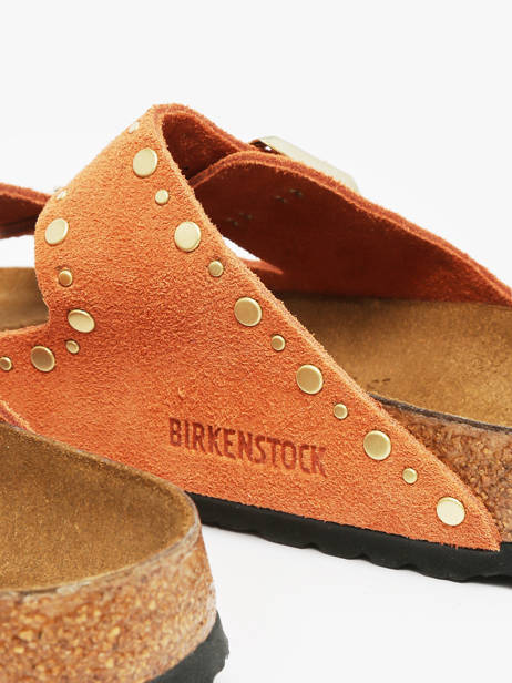 Slippers In Leather Birkenstock Orange women 1029513 other view 2
