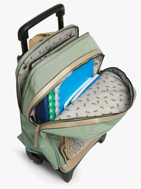 2-compartment Wheeled Schoolbag Cameleon Green vintage fantasy SR40 other view 3