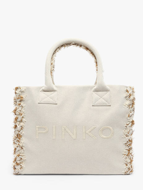 Shoulder Bag Logo Shopper Cotton Pinko Beige logo shopper A1X1