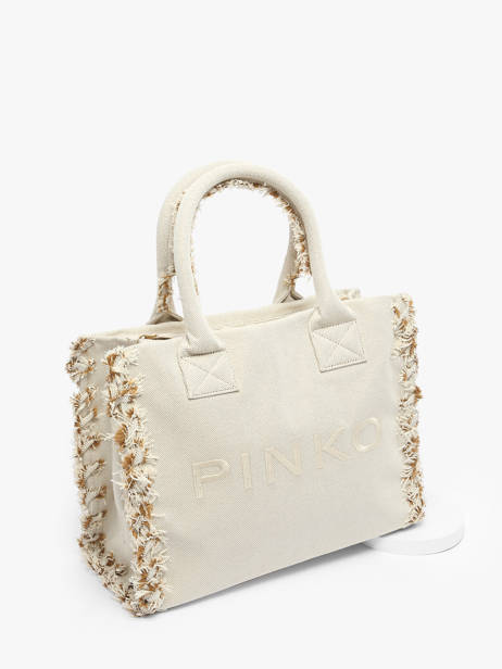 Shoulder Bag Logo Shopper Cotton Pinko Beige logo shopper A1X1 other view 2