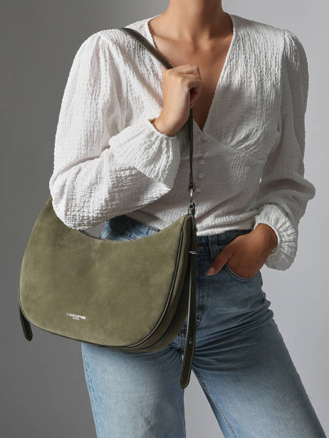 Sac Porté épaule Suede Cuir Lancaster Vert suede 82 vue secondaire 1
