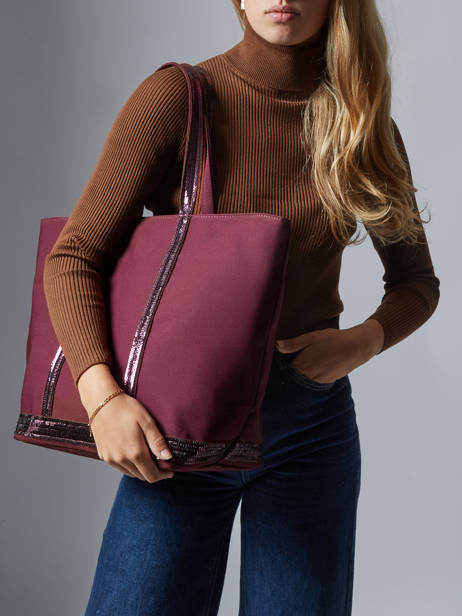 Large Zipped Shoulder Bag Le Cabas Sequins Vanessa bruno Violet cabas 1V40409 other view 1