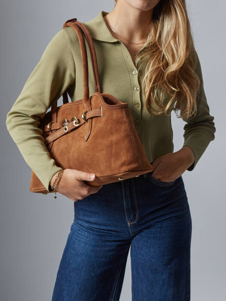 Shoulder Bag Velvet Leather Milano Brown velvet VE260610 other view 1