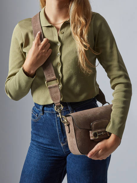 Shoulder Bag Velvet Leather Milano Brown velvet VE260611 other view 1