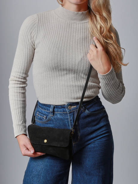 Shoulder Bag Velvet Leather Milano Black velvet VE23067 other view 1