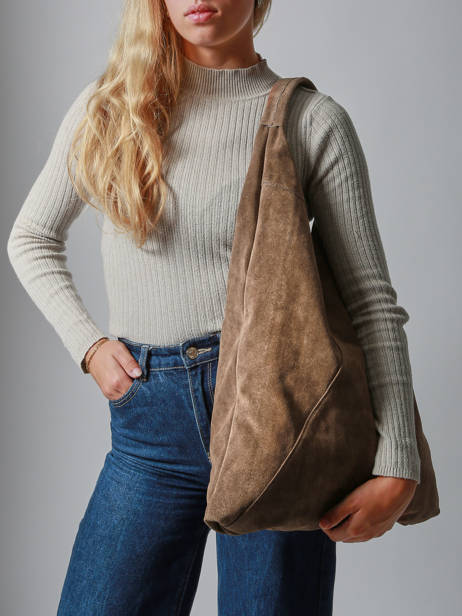 Shoulder Bag A4 Velvet Leather Milano Brown velvet VE25069 other view 1