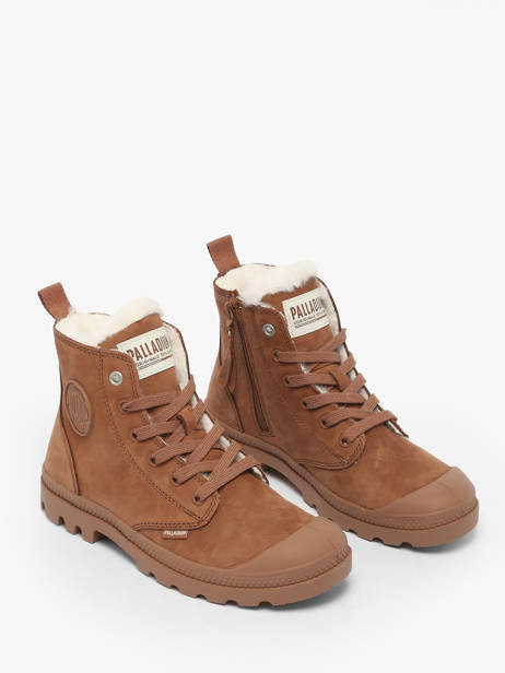 Bottines En Cuir Palladium Marron women 95982291 vue secondaire 1