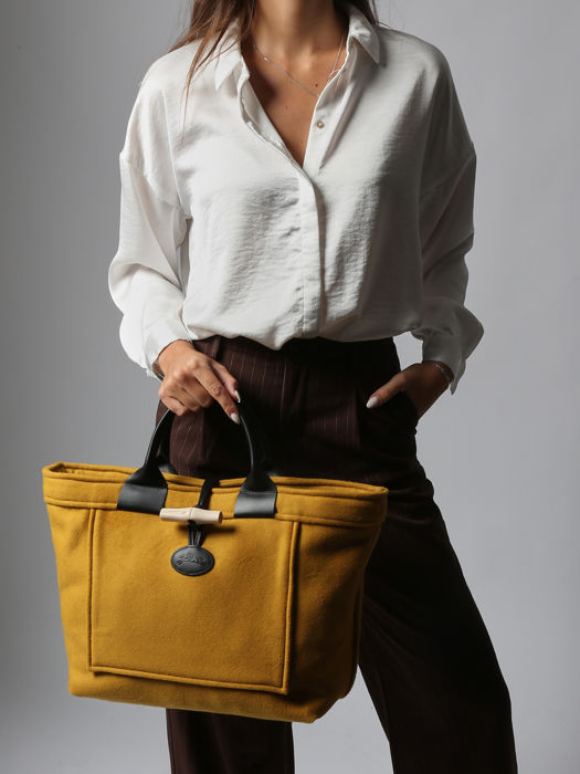 Longchamp Le roseau toile duffle coat Handbag Yellow