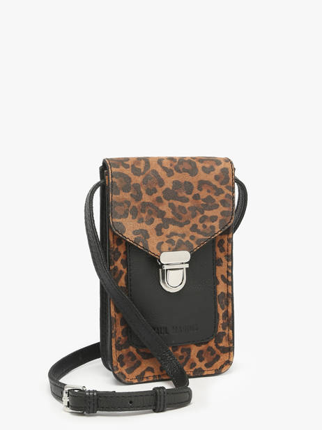 Leather Phone Bag Leopard Paul marius Black leopard TELEPLEO other view 1