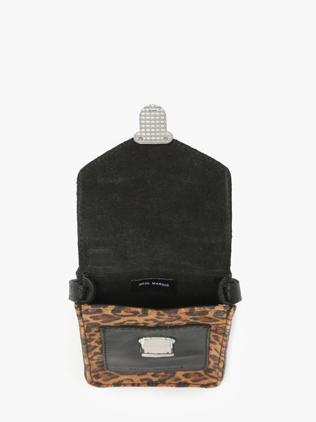 Leather Phone Bag Leopard Paul marius Black leopard TELEPLEO other view 2